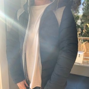 Lole REVERSIBLE Black/Gray PrimaLoft Insulated Hooded Winter Ski Jacket Size Sm